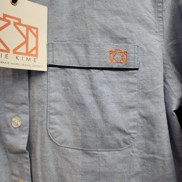 Katie Kime The Classic Charlotte Button Down in Oxford Blue Preppy Academia Work - Picture 5 of 14